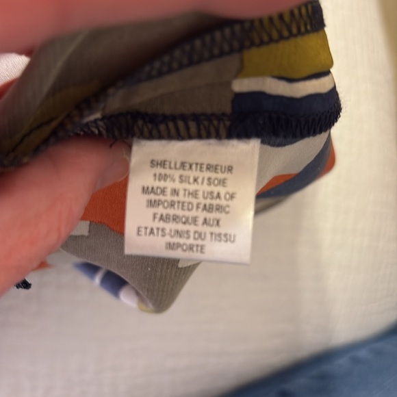 Molly of New York silk Geometric Patterned Dress - Orange, Blue, Green.  Size 4 - Picture 11 of 12